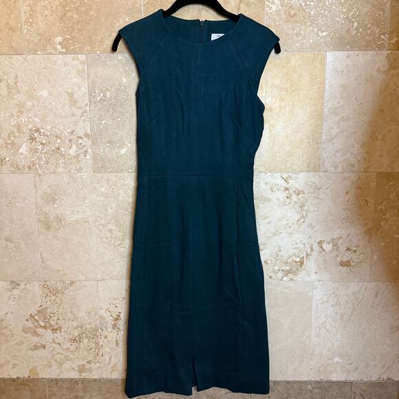 M.M. LaFleur Green Midi Dress Women’s Sz 2-Classic Workwear Sheath Minimalist - Picture 1 of 9